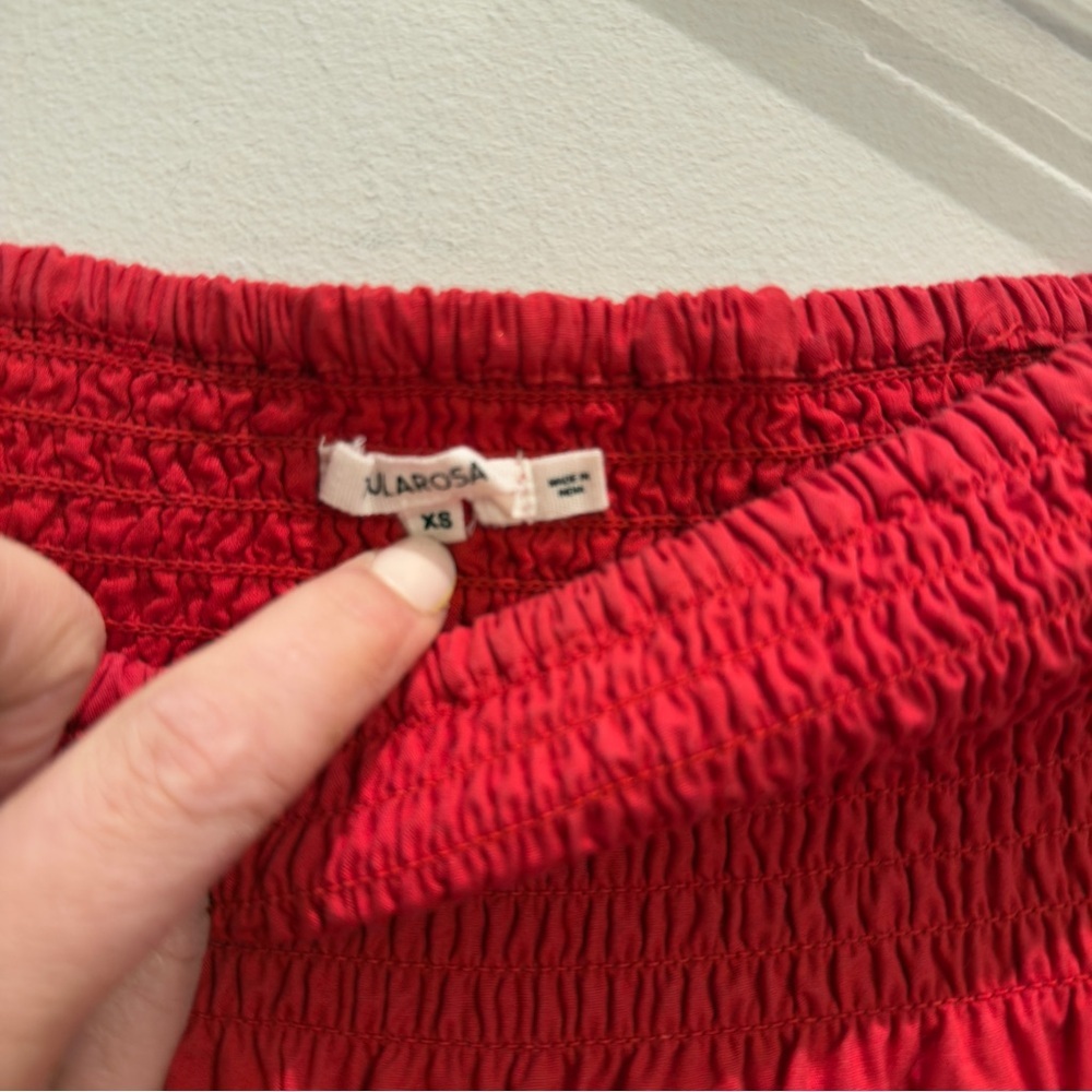 Tularosa Maida Ruffle Dress Color Red Poppy Off-Shoulder with Belt Tie Size XS - Picture 4 of 5